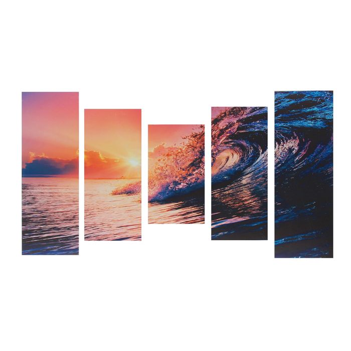 Модульная картина на подрамнике "Волна", 2 — 25×57, 2 — 25×72, 1 — 25×43 см, 125×72 см
