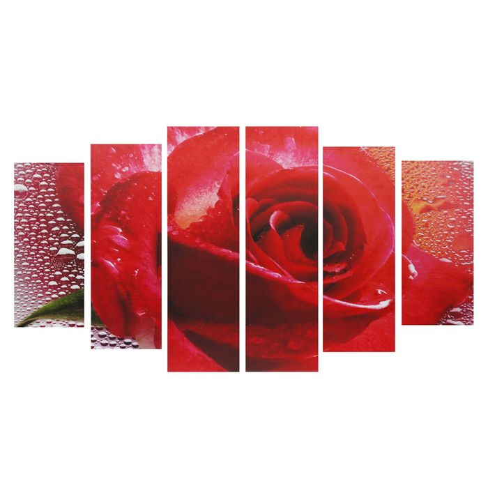 Модульная картина на подрамнике "Роза", 2 — 25×57,5, 2 — 25×74,5, 2 — 25×84,5 см, 150×84,5 см