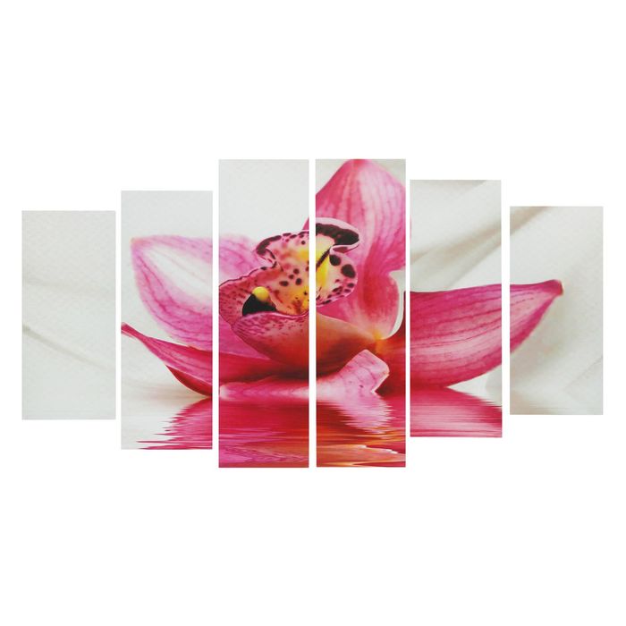 Модульная картина на подрамнике "Орхидея", 2 — 25×57,5, 2 — 25×74,5, 2 — 25×84,5 см, 150×84,5 см