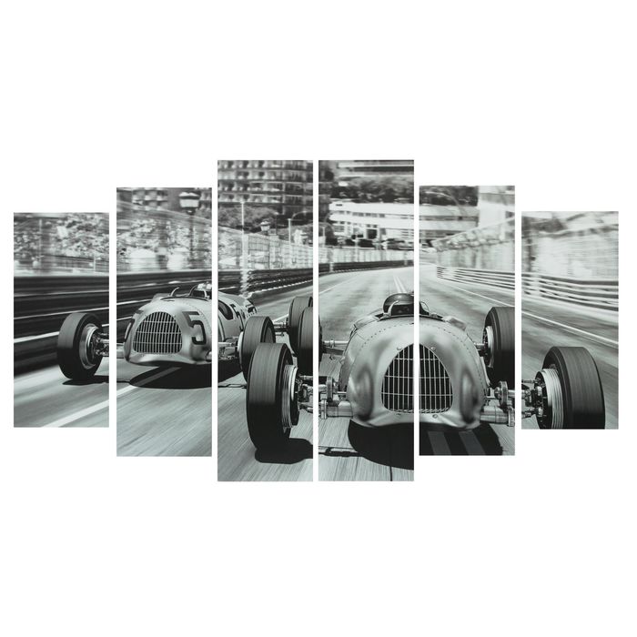 Модульная картина на подрамнике "Гонки", 2 — 25×57,5, 2 — 25×74,5, 2 — 25×84,5 см, 150×84,5 см