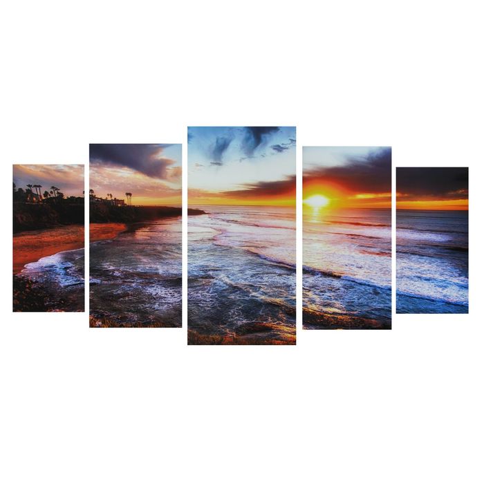 Модульная картина на подрамнике "Закат на острове", 2 — 40×80, 2 — 50×100, 1 — 60×120, 120×250 см