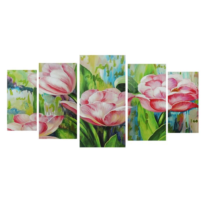 Модульная картина на подрамнике "Букетик", 2 — 40×80, 2 — 50×100, 1 — 60×12, 120×250 см