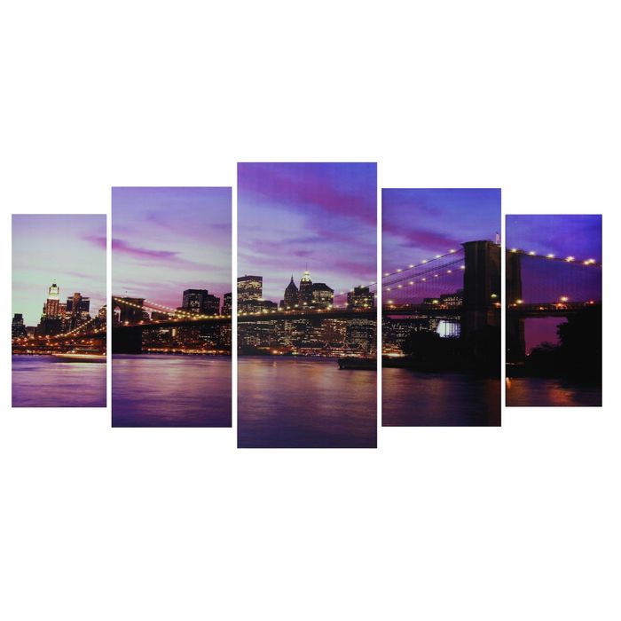 Модульная картина на подрамнике "Розовый рассвет", 2 — 40×80, 2 — 50×100, 1 — 60×120, 120×250 см