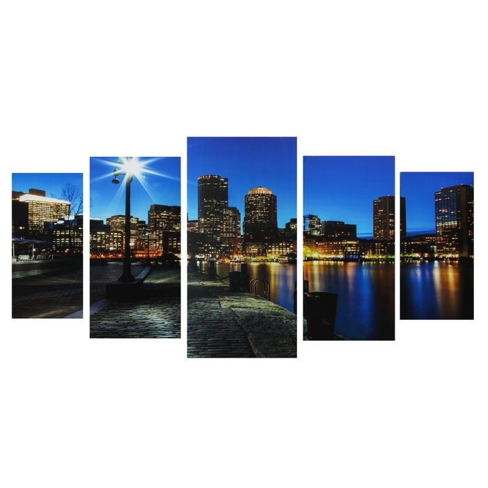 Модульная картина на подрамнике "Набережная Манхэттена", 2 — 40×80, 2 — 50×100, 1 — 60×120, 120×250 см