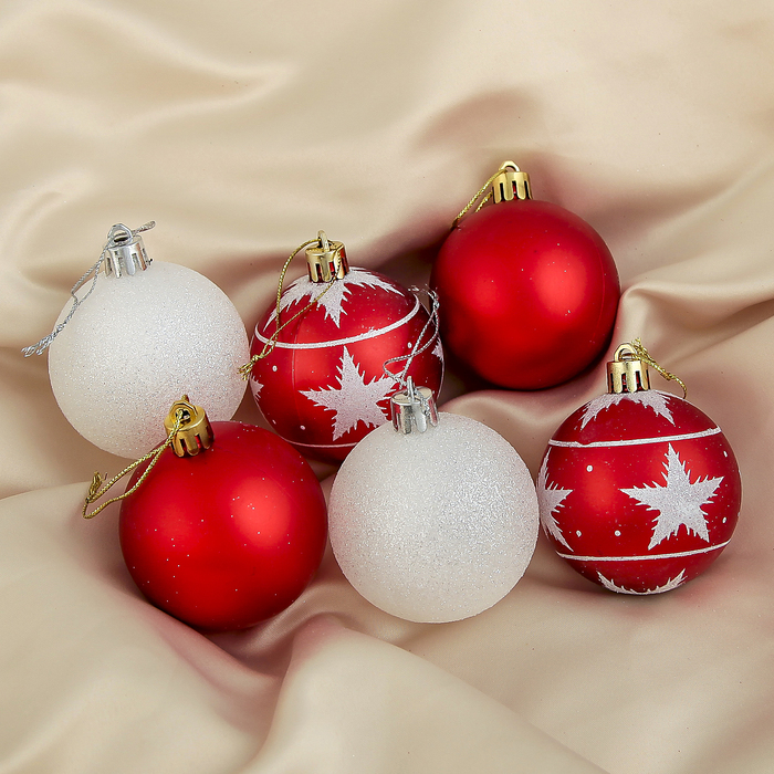 Новогодние шары "Гранд" (набор 6 шт.), звезда, снег
