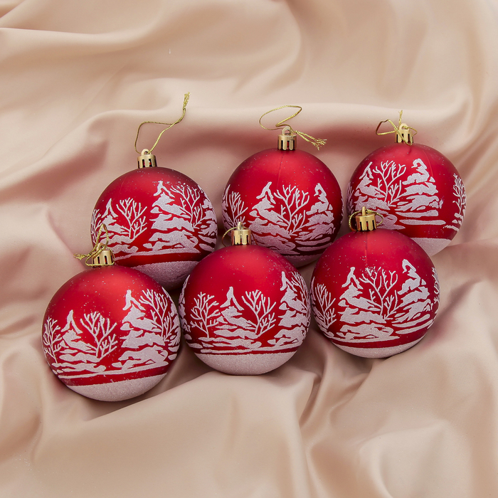 Новогодние шары "Гранд" (набор 6 шт.), зимний лес