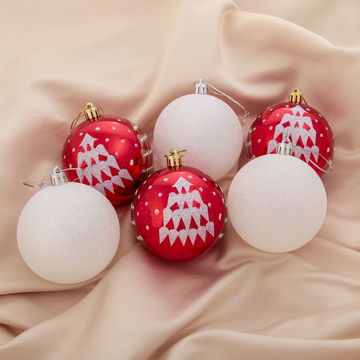 Новогодние шары "Гранд" (набор 6 шт.), снежные ёлочки