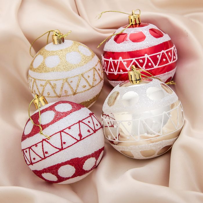 Набор шаров пластик d-8 см 4 шт в тубе "Веселый горох"