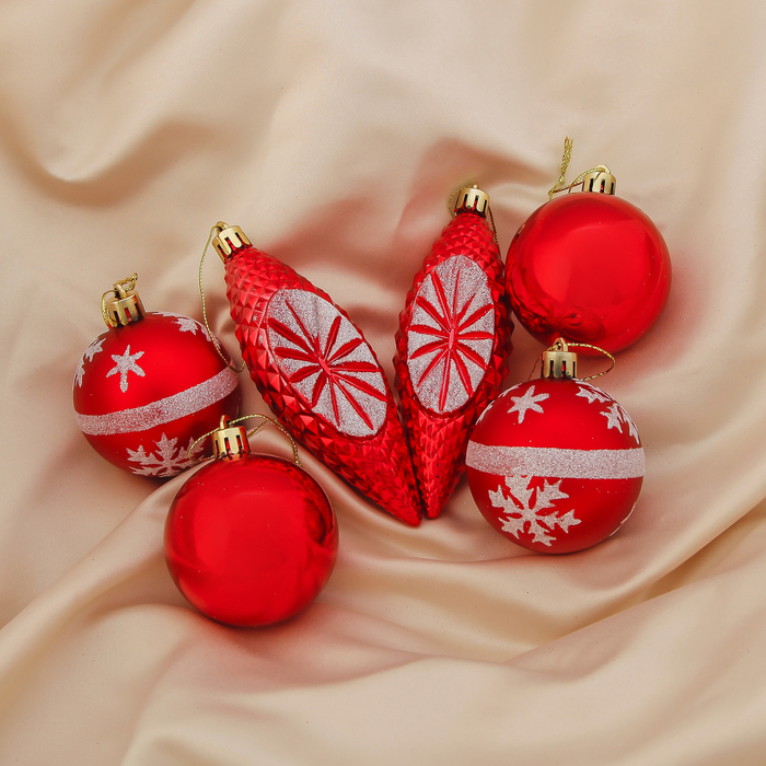 Ёлочные игрушки "Красные сосульки" (набор 6 шт.)