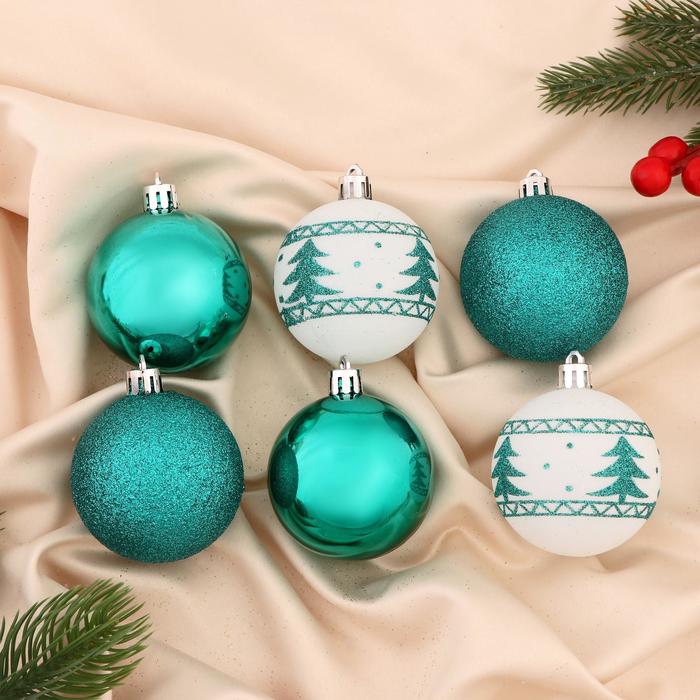 Новогодние шары "Изумрудик" (набор 6 шт.), ёлочка