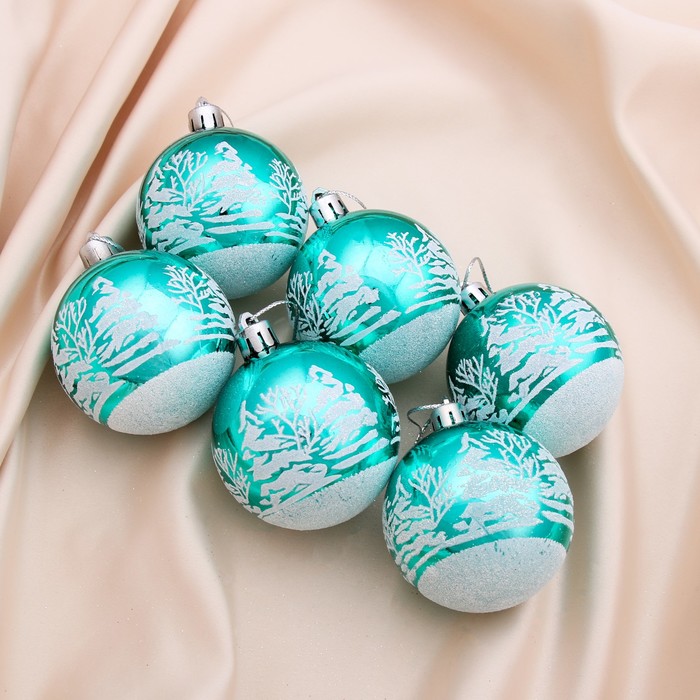 Новогодние шары "Изумрудик" (набор 6 шт.), зимний лес