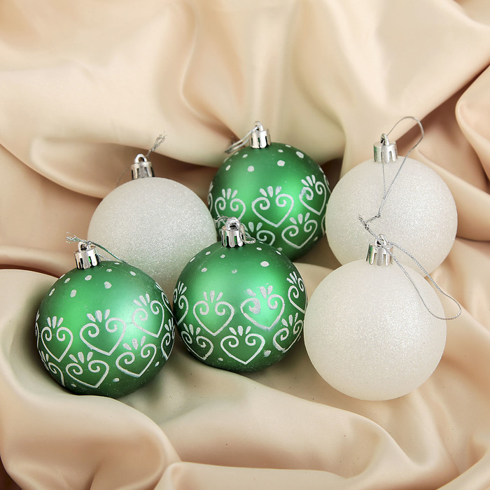 Новогодние шары "Изумрудик" (набор 6 шт.), роспись