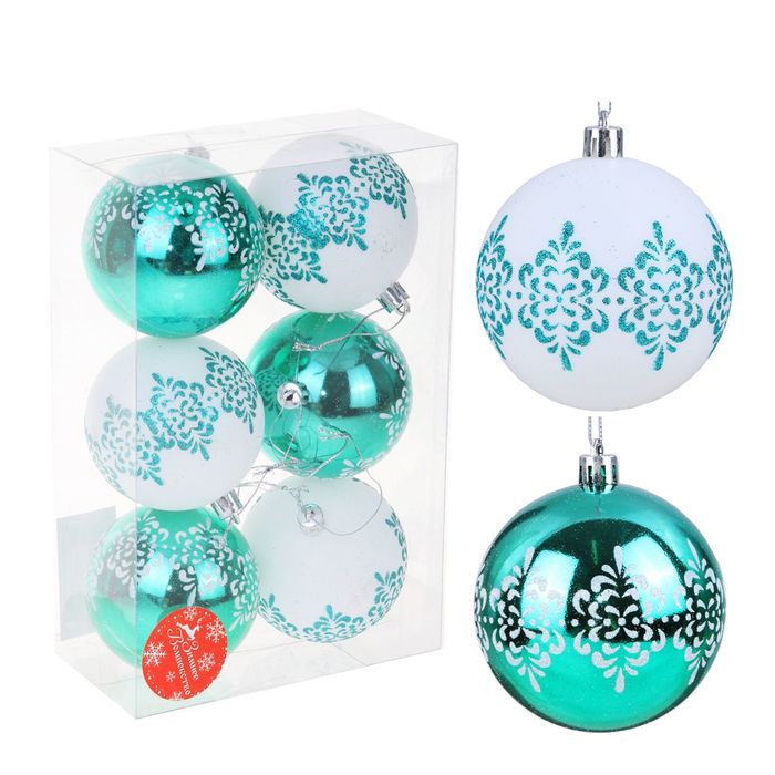 Новогодние шары "Изумрудик" (набор 6 шт.), орнамент