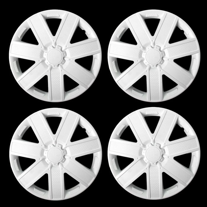 Колпаки колесные R14 "ГАЛАКСИ", белый глянец карбон, набор 4 шт.