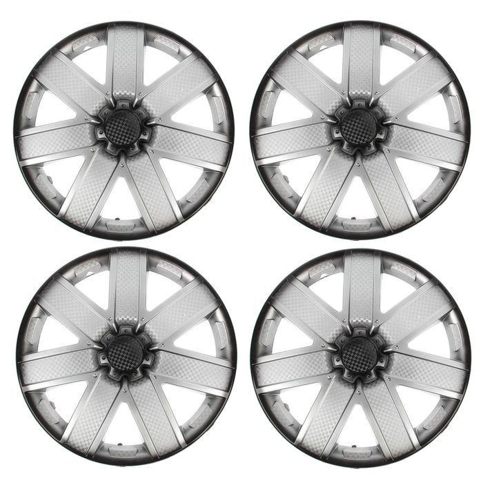 Колпаки колесные R14 "ГАЛАКСИ", микс серебристо-черный карбон, набор 4 шт.