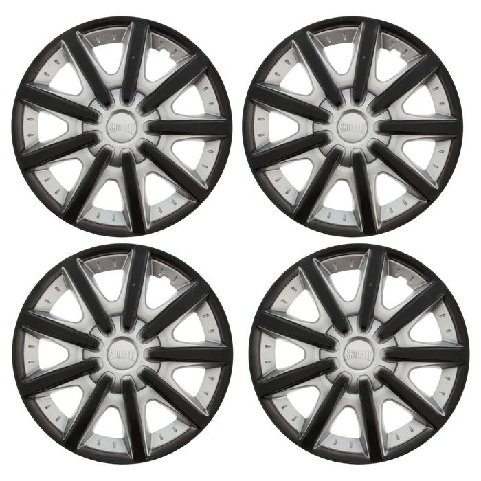 Колпаки колесные R14 "ШАТТЛ", микс серебристо-черный, набор 4 шт.