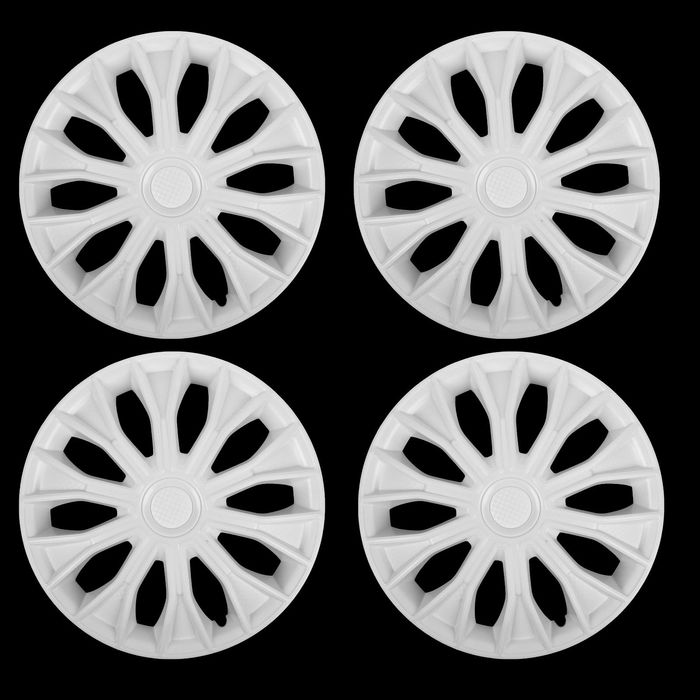 Колпаки колесные R15 "ВОЛТЕК", белый глянец карбон, набор 4 шт.