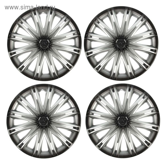 фото Колпаки колесные r15 "скай", серебристо-черный, набор 4 шт. torso