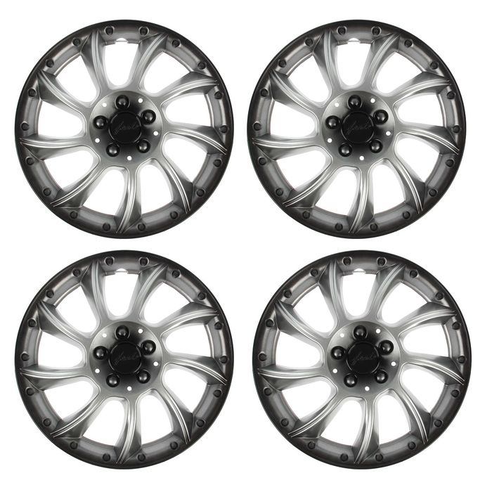 Колпаки колесные R13 "ФОРТЕ", серебристо-черный, набор 4 шт.