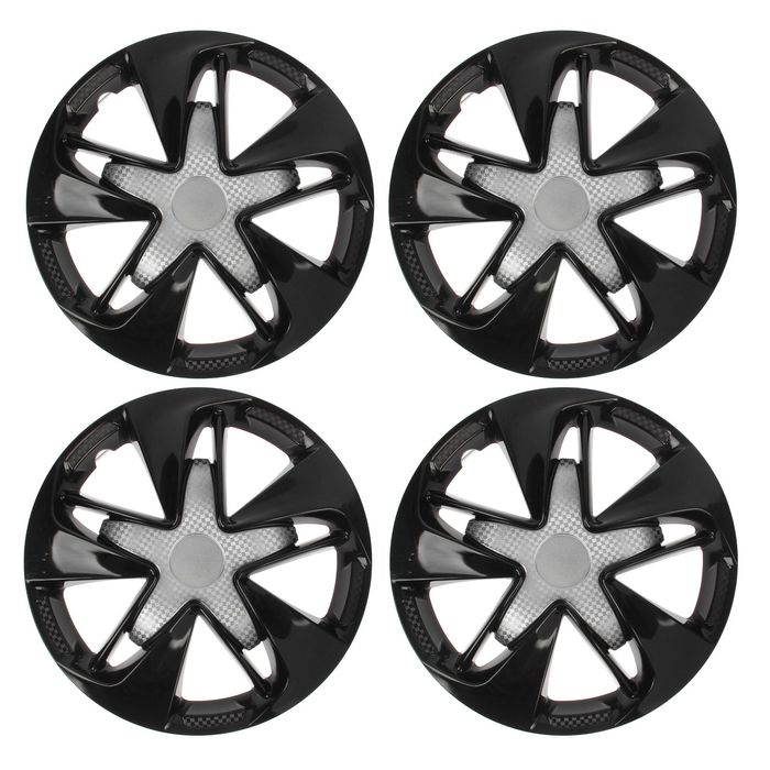 Колпаки колесные R16 "СУПЕР АСТРА", микс черно-белый карбон, набор 4 шт.