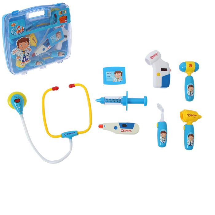 Набор доктора "Маленький врач-1" в голубом чемодане, световые эффекты, 8 предметов