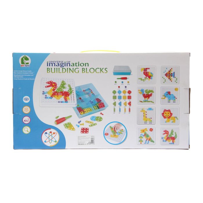 Конструктор «Болтовая мозаика: Животные», с отвёрткой и основанием, 180 деталей