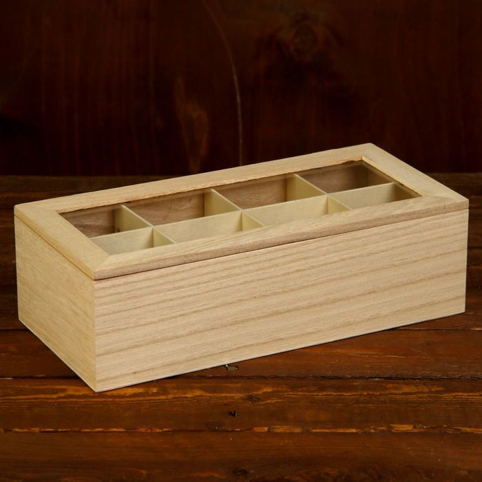 Шкатулка дерево для росписи "Прямоугольная с делениями" 8,5х13х28 см