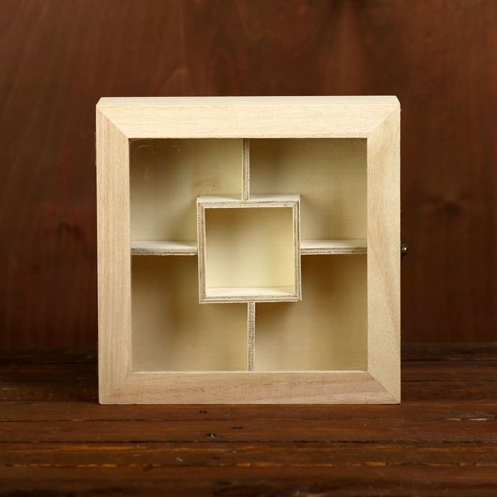 Шкатулка дерево для росписи со вставкой квадрат "Для мелочей" 6х22х22 см