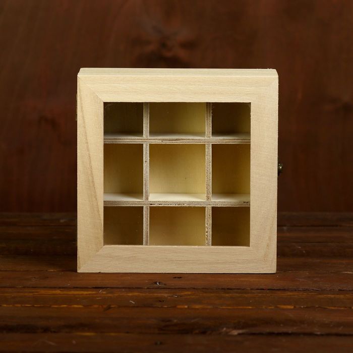 Шкатулка дерево для росписи со вставкой квадрат "Для мелочей" 6х18х18 см