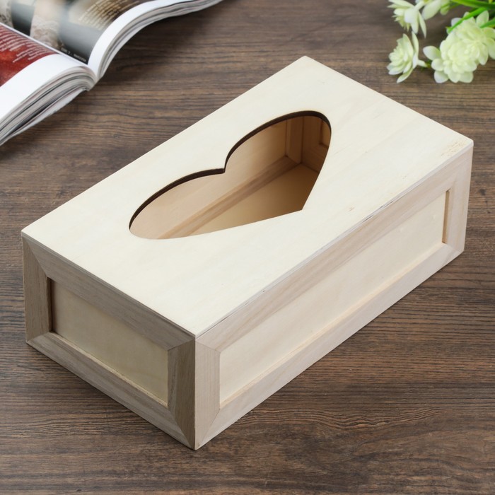 Шкатулка дерево для росписи "Сердце" 8х24х13 см