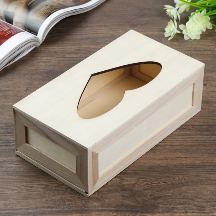 Шкатулка дерево для росписи "Сердце" 8х24х13 см