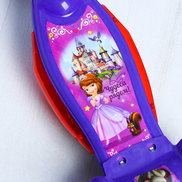 Самокат "София Прекрасная", музыка, свет, три колеса PVC d=130/110 мм