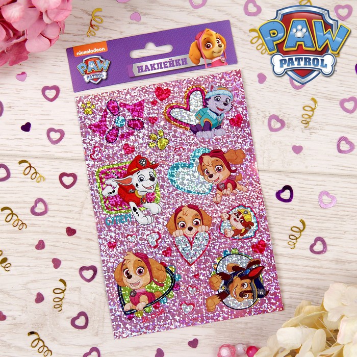 Щенячий патруль. Наклейки детские голография "Супер", 11 х 16 см
