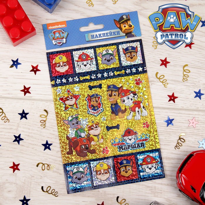 Щенячий патруль. Наклейки детские голография "Щенячий патруль", 11 х 16 см