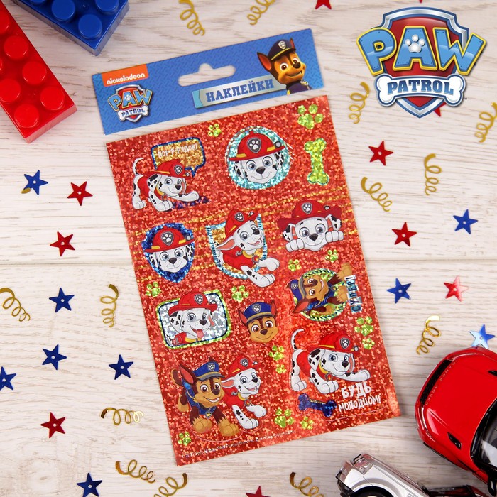 Щенячий патруль. Наклейки детские голография "Гончик и Маршал", 11 х 16 см