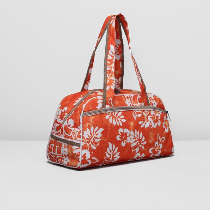 Сумка дорожная, 1 отдел на молнии, наружный карман, оранжевый/бежевый