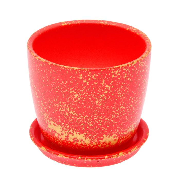 Кашпо "Осень" 0,25 л, мрамор, красный лак