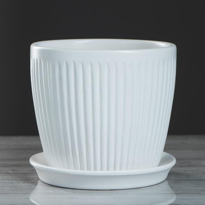 Кашпо "Осень" 2 л, вертикаль, белый лак