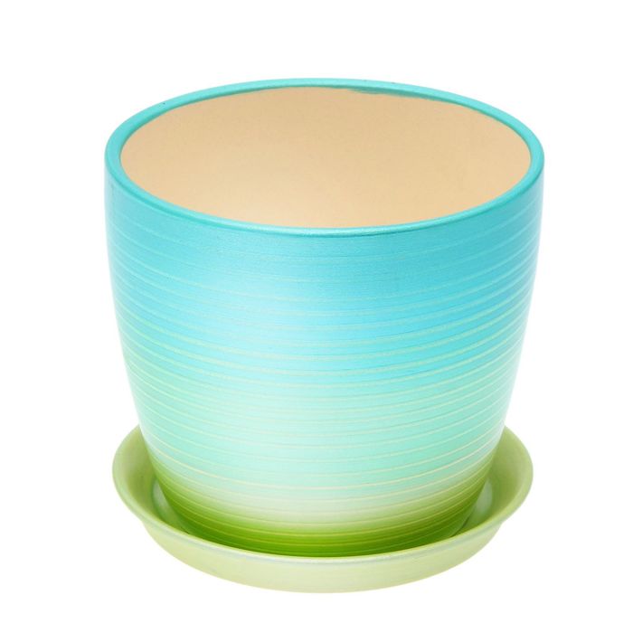 Кашпо "Осень" 2 л радуга бирюза, лак