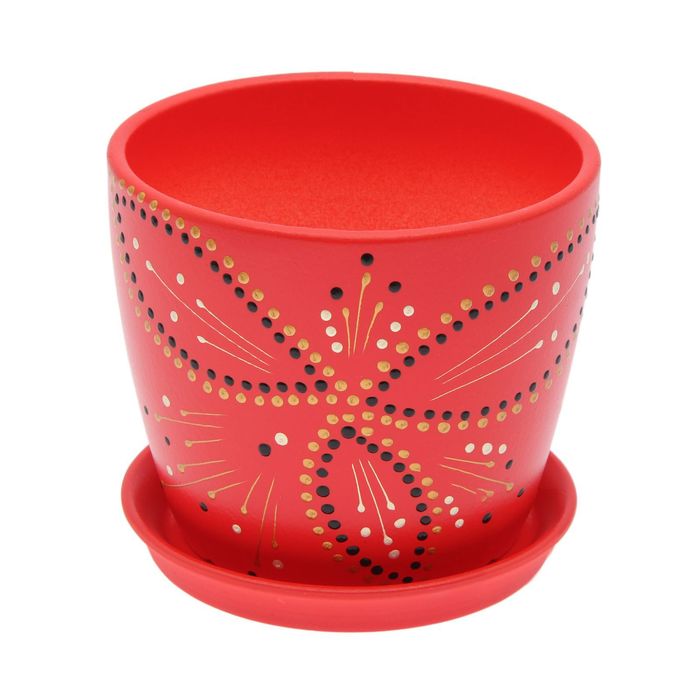 Кашпо "Осень" 2 л роспись на красном, лак