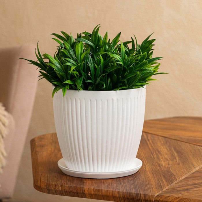 Кашпо "Осень" 3 л, вертикаль, белый лак