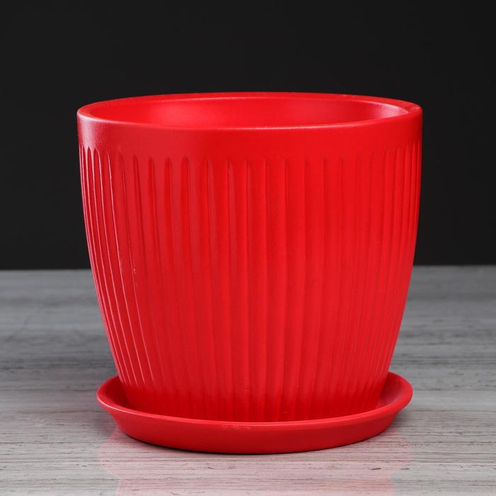 Кашпо "Осень" 3 л, вертикаль, красный лак