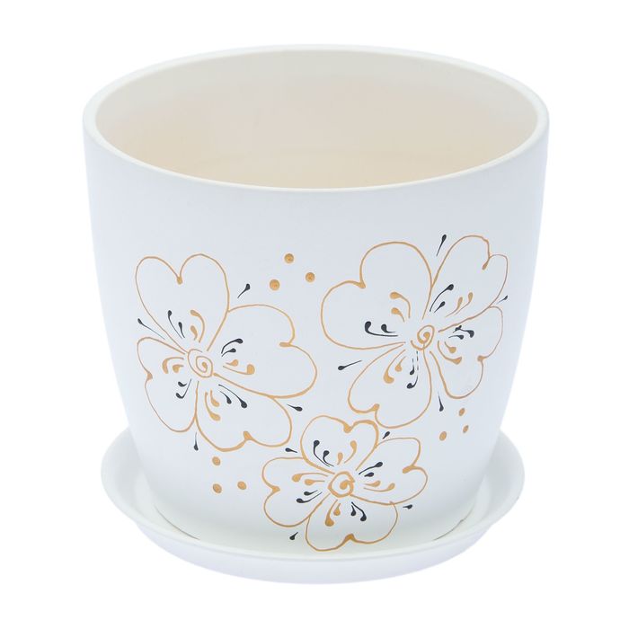 Кашпо "Осень" 5 л роспись на белом, лак, микс