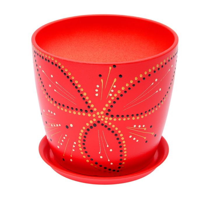 Кашпо "Осень" 5 л роспись на красном, лак, микс