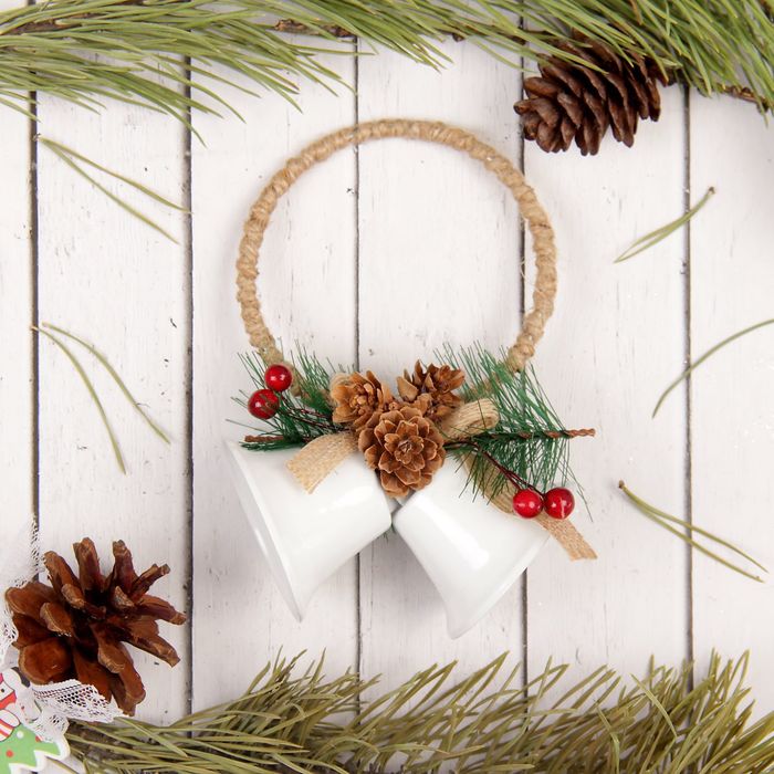 Подвеска металл с декором "Колокольчики", цвет белый