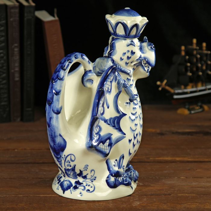 Штоф сувенирный фарфор "Дракон" 1 л кобальт 24х12х20 см