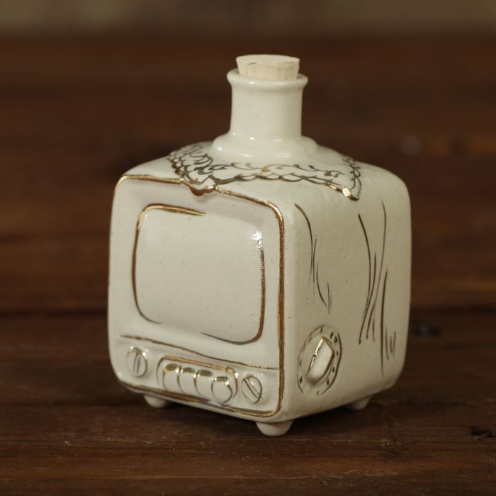 Мини-штоф фарфор "Телевизор" 50 мл белый