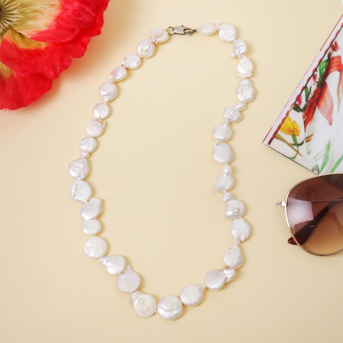 Бусы "Жемчуг Кеши" таблетка , цвет белый, 45см