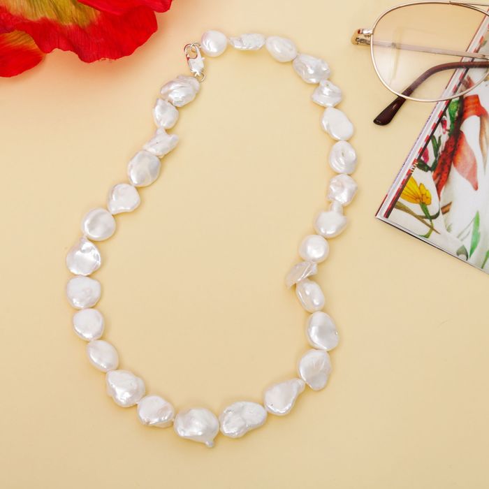 Бусы "Жемчуг Кеши" галтовка средняя, цвет белый, 45см