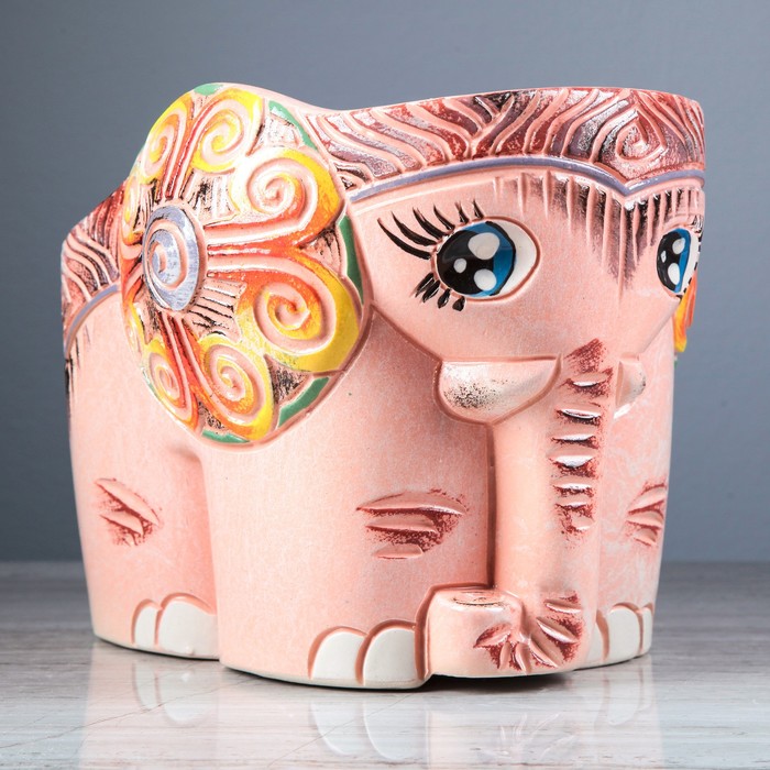 Фигурное кашпо "Слонопотам большое" розовый МИКС
